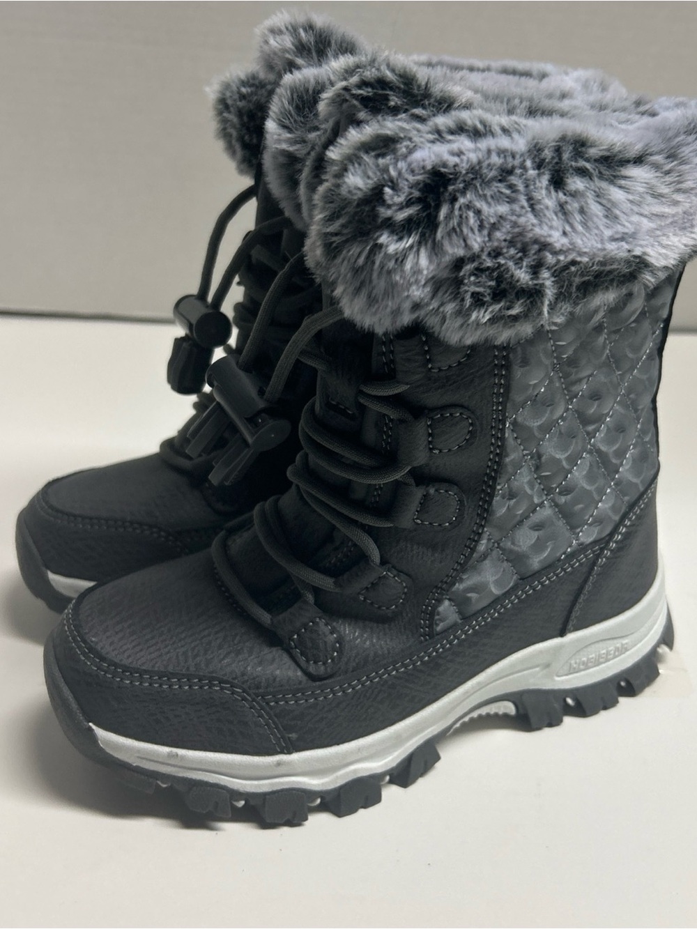 HOBIBEAR Snow Boots Girls Size 13 Size 31 Gray Faux Fur Lined Winter